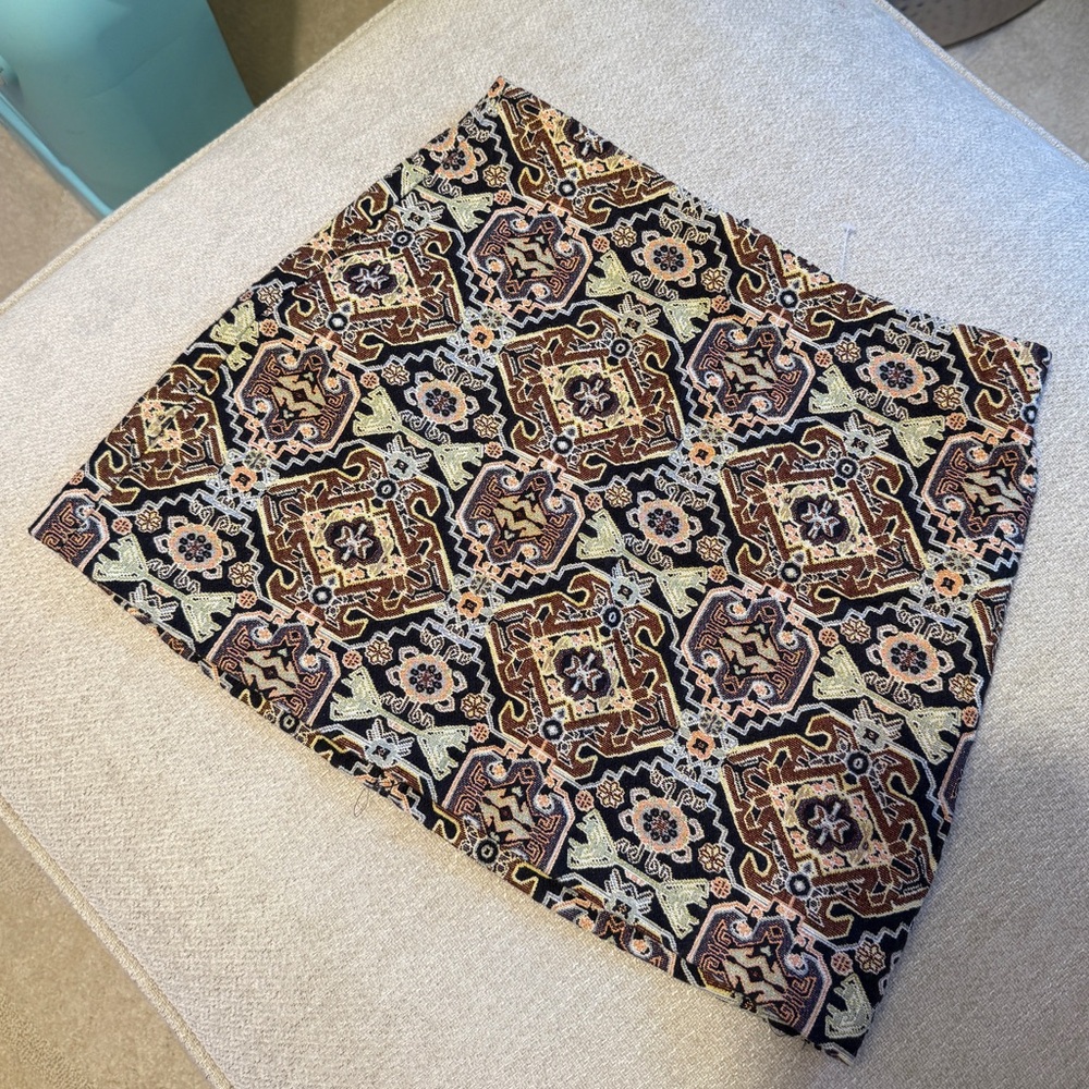 Zara Geometric Pattern Mini Skirt - Black, Brown, Cream